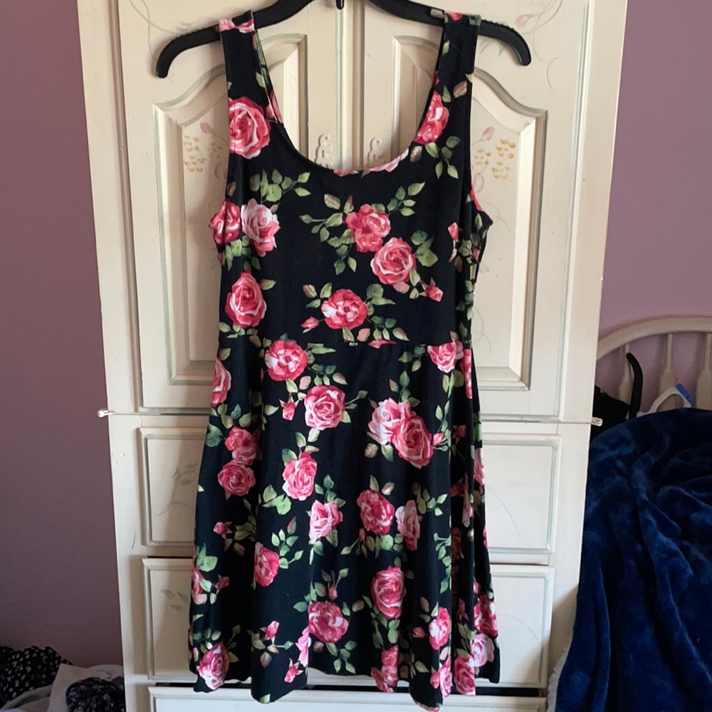Rose print mini dress